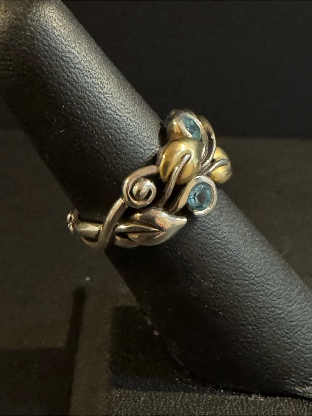 Barbara Bixby Silver & 18K Gold Blue Topaz Ring